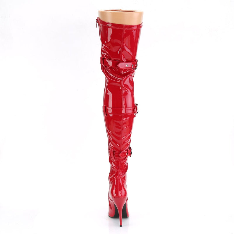 SEDUCE-3028 Red Stretch Patent Thigh Boot Pleaser US Size (Women's): 6