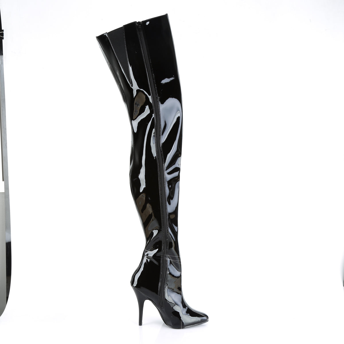 SEDUCE-4010 Black Patent Crotch Boot Pleaser