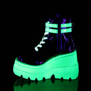 SHAKER-52 Black Patent -UV Neon Green Ankle Boot Demonia US Size (Women's): 5