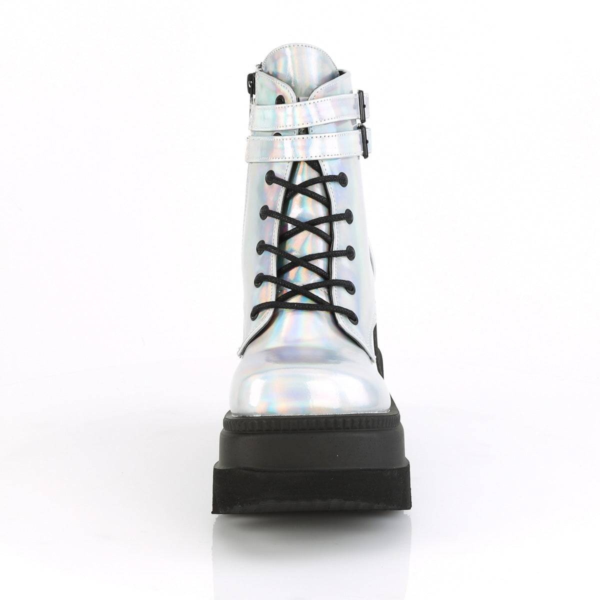 SHAKER-52 Silver Hologram Ankle Boot Demonia