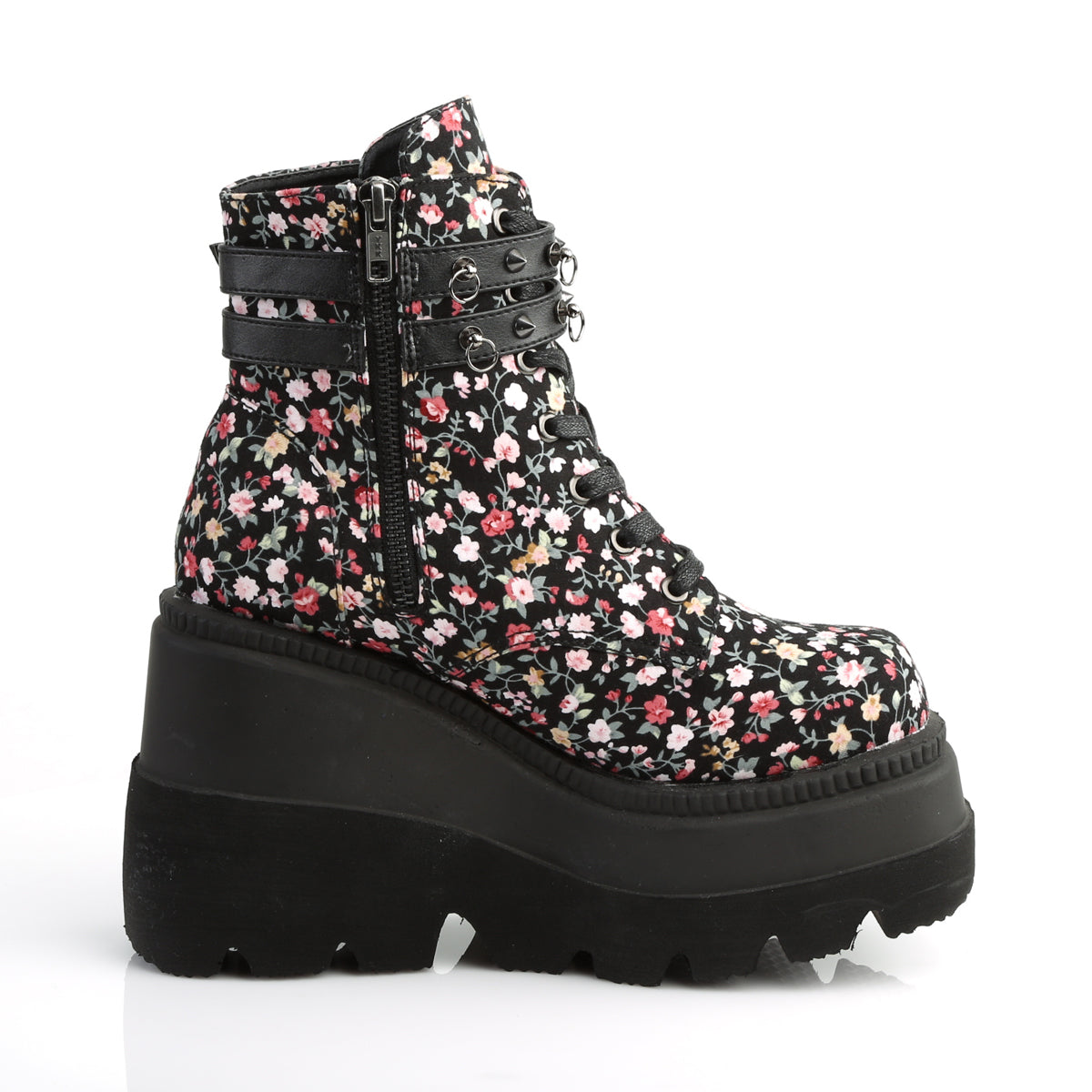 SHAKER-52ST Floral Fabric Ankle Boot Demonia