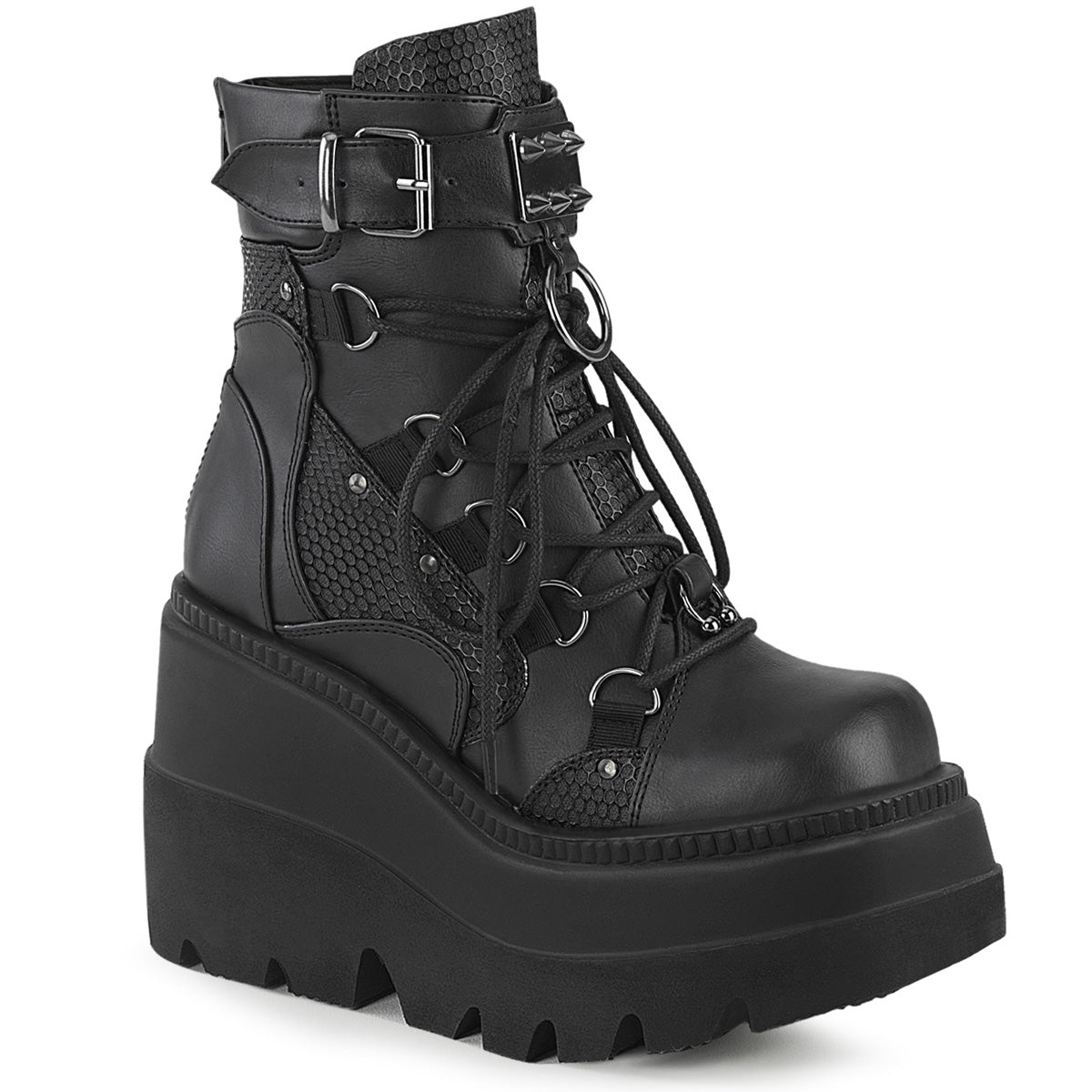 SHAKER-60 Black Vegan Leather Ankle Boot Demonia