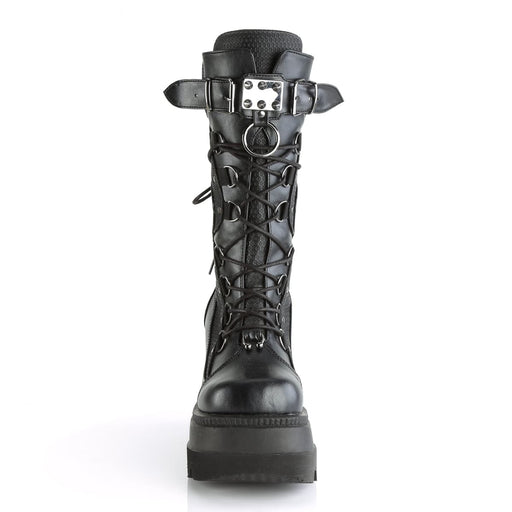 SHAKER-70 Black Vegan Leather Mid-Calf Boot Demonia US Size (Women's): 5