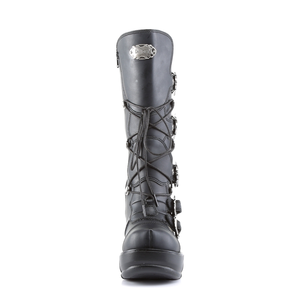 SINISTER-203 Black Vegan Leather Calf Boot Demonia