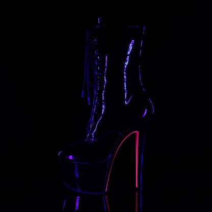 SKY-1020TT Black Patent-Neon Hot Pink Ankle Boot Pleaser