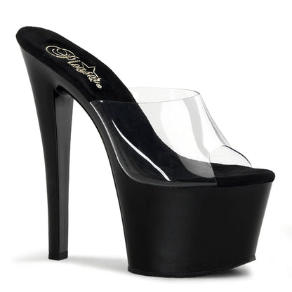 SKY-301 Clear/Black Platform Sandal Pleaser