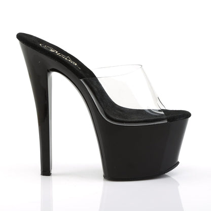 SKY-301 Clear/Black Platform Sandal Pleaser