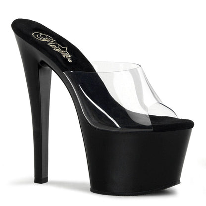 SKY-301 Clear/Black Platform Sandal Pleaser