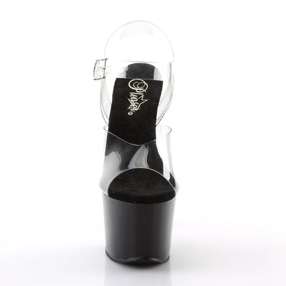 SKY-308 Clear/Black Platform Sandal Pleaser