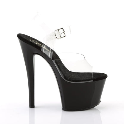 SKY-308 Clear/Black Platform Sandal Pleaser