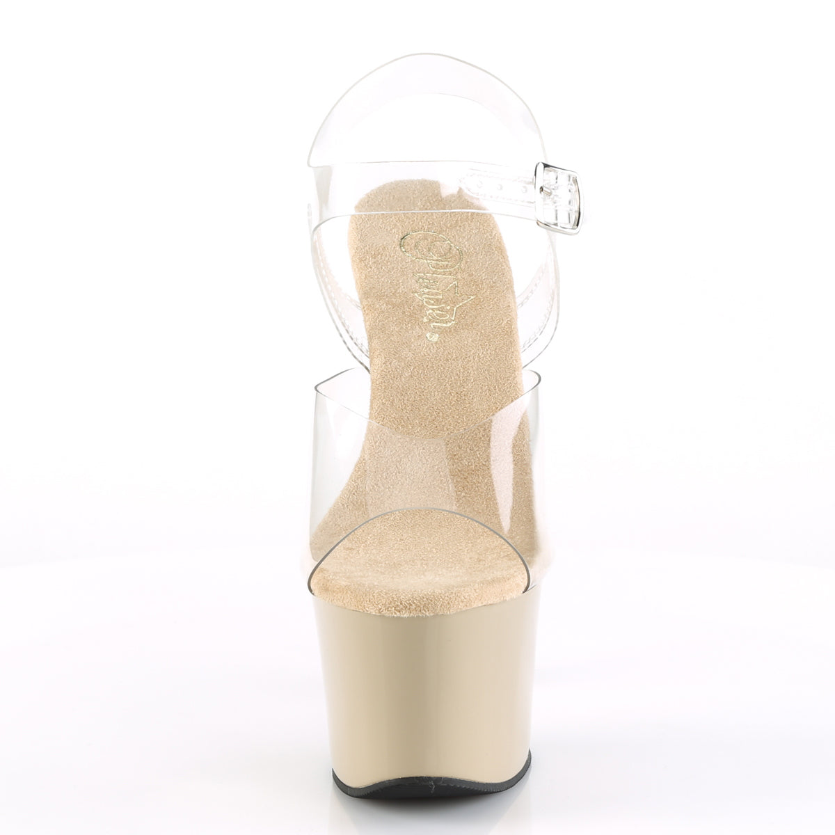 SKY-308 Clear/Cream Platform Sandal Pleaser