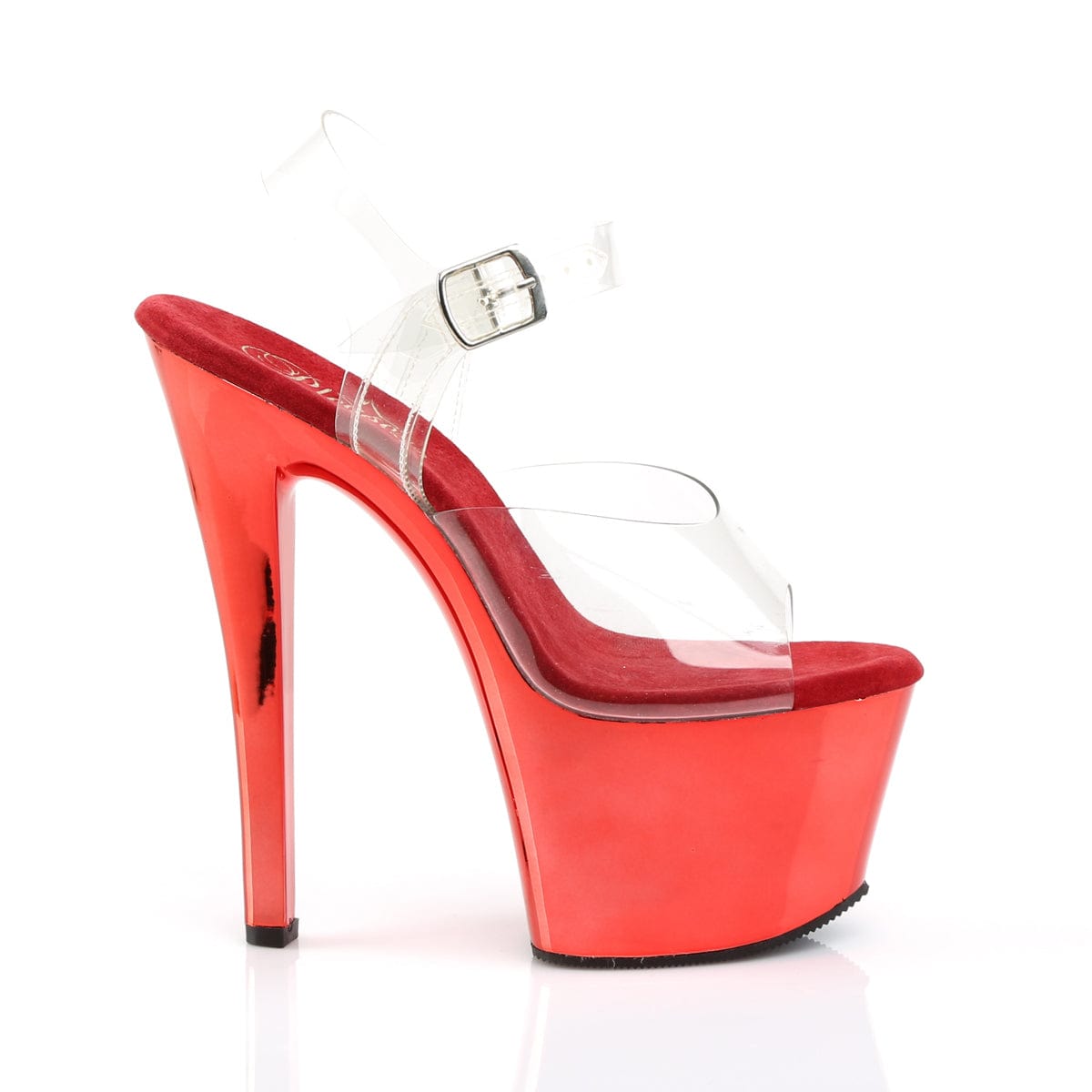 SKY-308 Clear/Red Chrome Platform Sandal Pleaser US Size (Women's): 5
