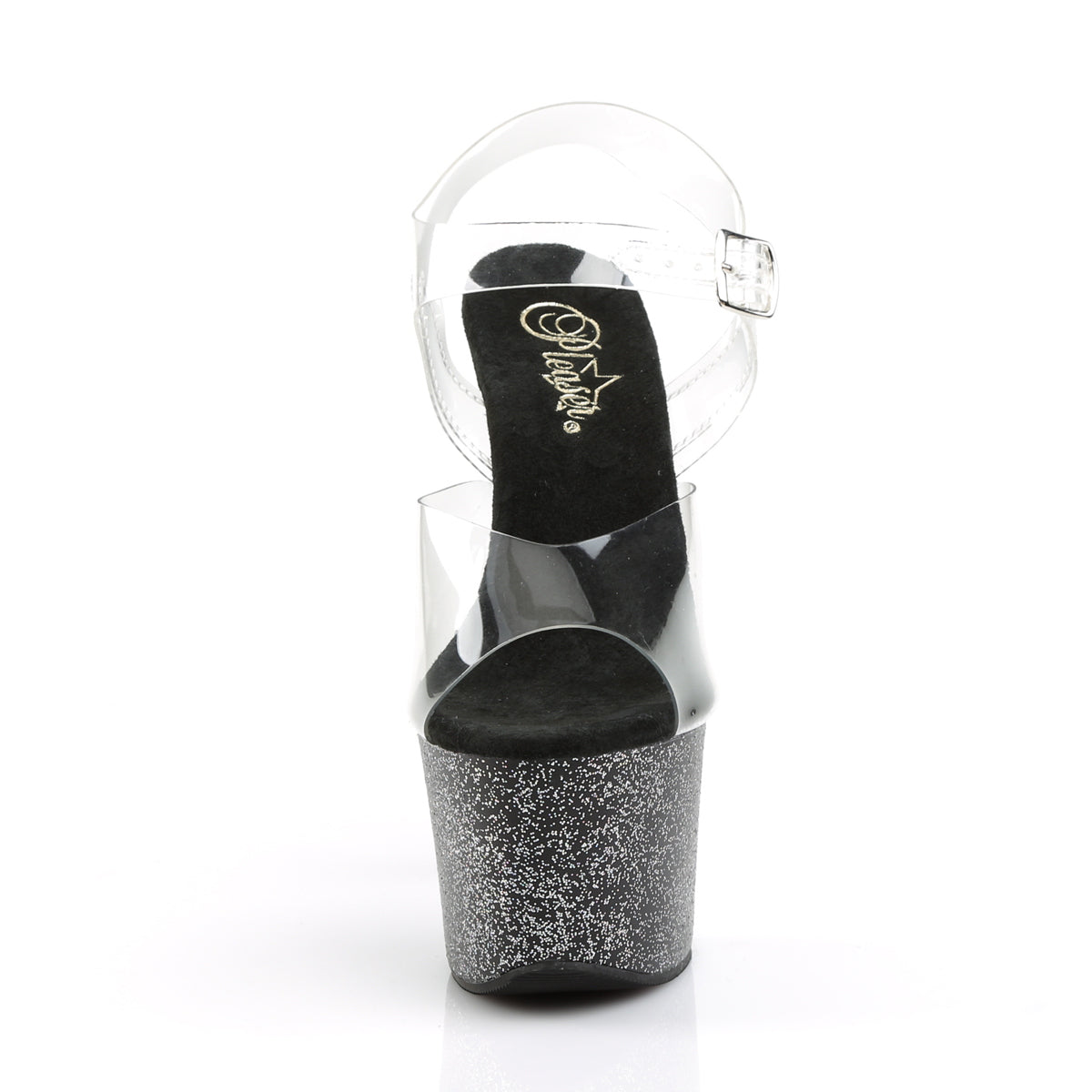 SKY-308MG Clear/Black Platform Sandal Pleaser