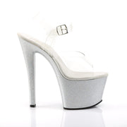 SKY-308MG Clear/Silver Platform Sandal Pleaser US Size (Women's): 5