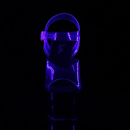 SKY-308TT Clear/Black-Neon Pink Platform Sandal Pleaser US Size (Women's): 5