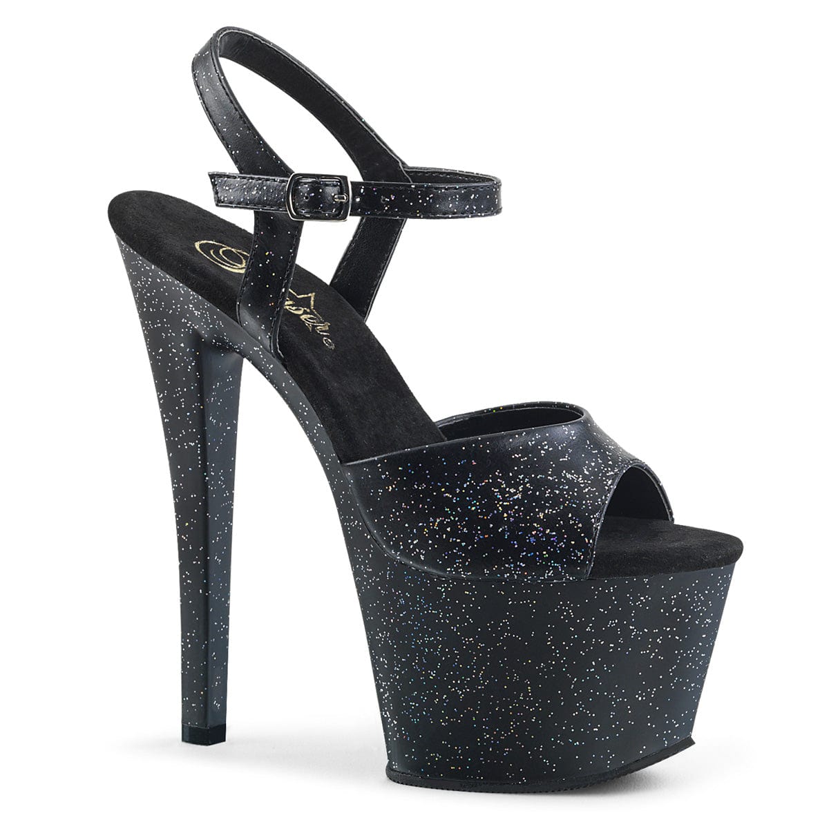 SKY-309MMG Black Faux Leather Platform Sandal Pleaser