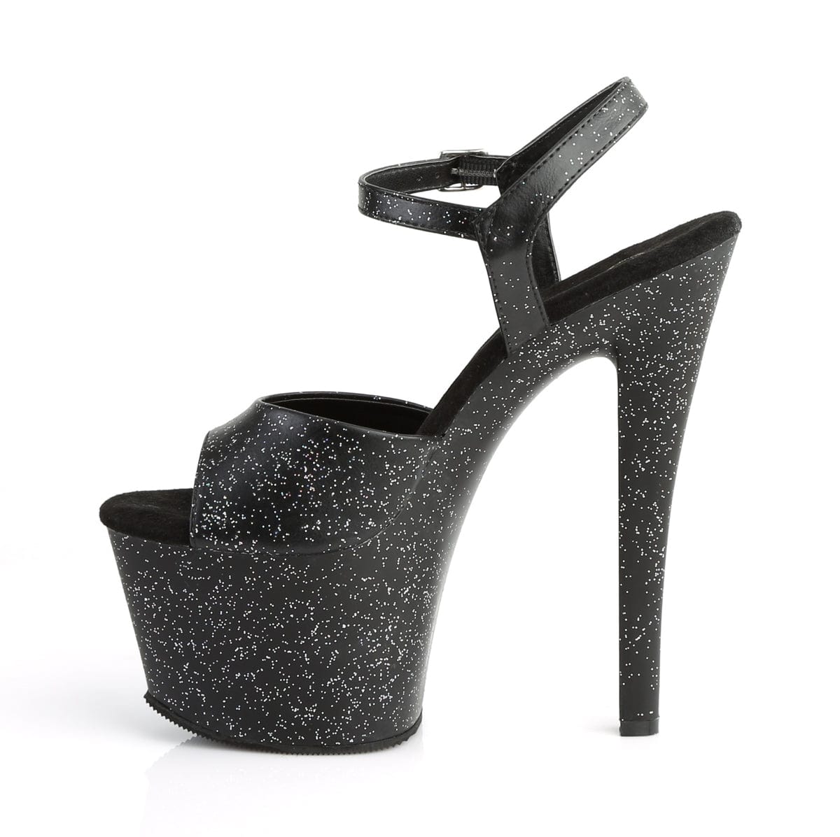 SKY-309MMG Black Faux Leather Platform Sandal Pleaser