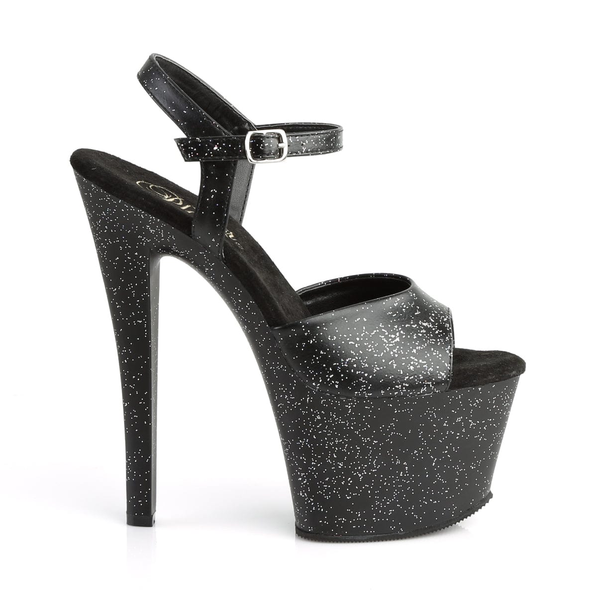 SKY-309MMG Black Faux Leather Platform Sandal Pleaser