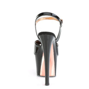 SKY-309TT Black Patent/Black-Rose Gold Chrome Platform Sandal Pleaser US Size (Women's): 5