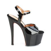 SKY-309TT Black Patent/Black-Rose Gold Chrome Platform Sandal Pleaser US Size (Women's): 5