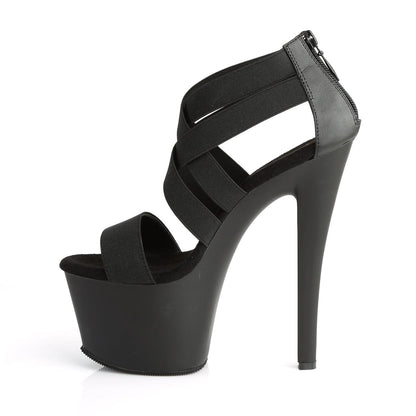 SKY-369 Black Elastic Band Platform Sandal Pleaser