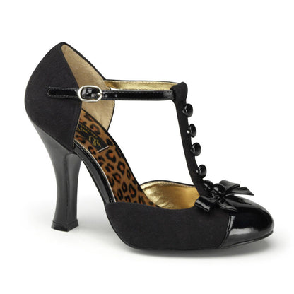 SMITTEN-10 Black Suede-Black Patent Pin Up Couture