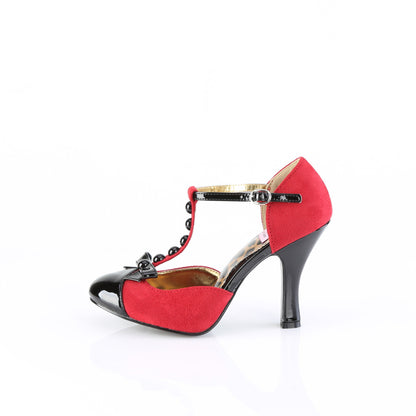 SMITTEN-10 Red Suede-Black Patent Pin Up Couture