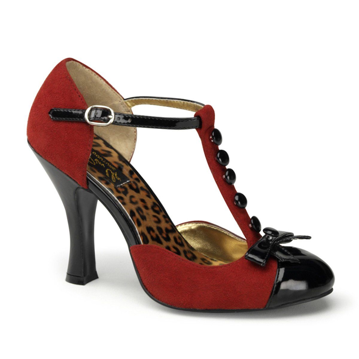 SMITTEN-10 Red Suede-Black Patent Pin Up Couture