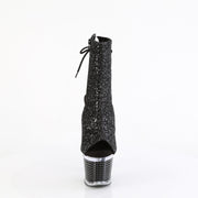 SPECTATOR-1018G Black Glitter/Clear-Black Ankle Boot Pleaser US Size (Women's): 6