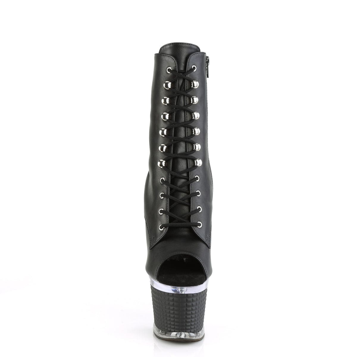 SPECTATOR-1021 Black Faux Leather/Clear-Black Matte Ankle Boot Pleaser US Size (Women's): 6
