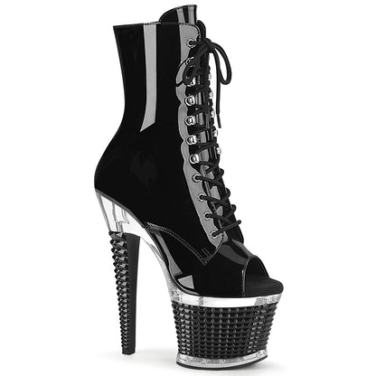 SPECTATOR-1021 Black Patent/Clear-Black Ankle Boot Pleaser