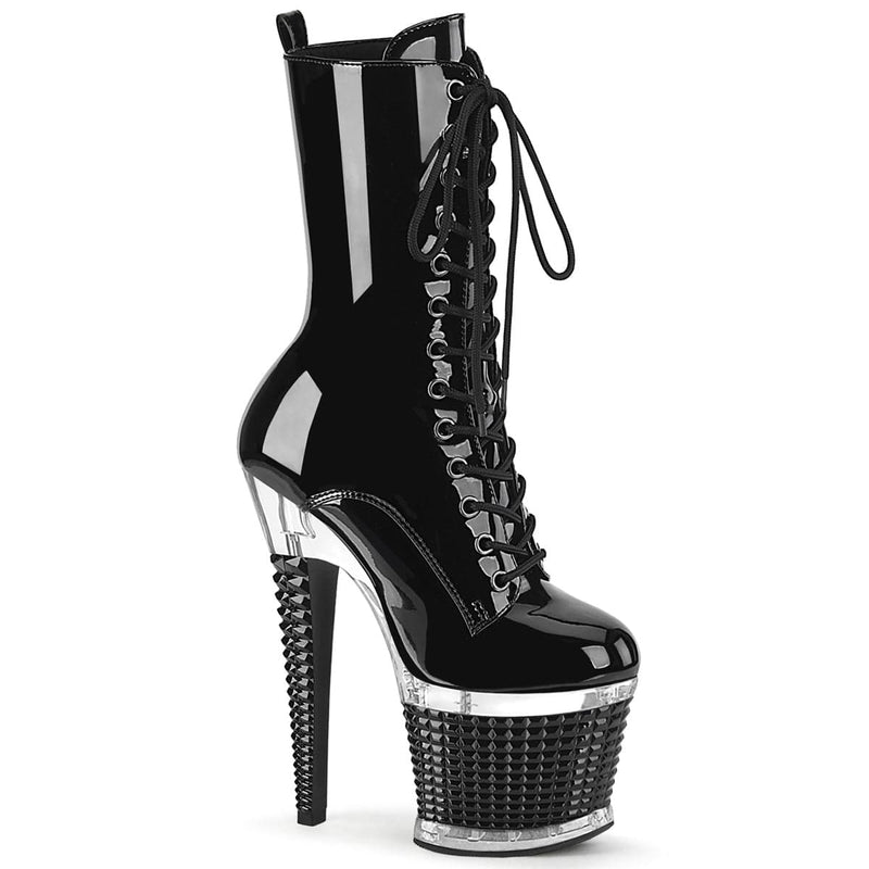 SPECTATOR-1040 Black Patent/Clear-Black Mid-Calf Boot Pleaser US Size (Women's): 6
