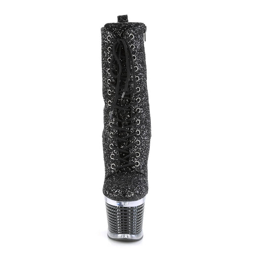 SPECTATOR-1040G Black Glitter/Clear-Black Mid-Calf Boot Pleaser US Size (Women's): 6