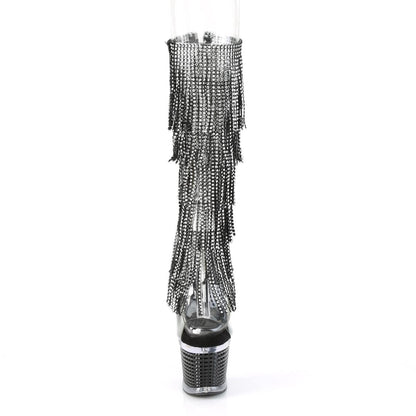 SPECTATOR-2017RhinestoneF Clear-Black Knee Boot Pleaser