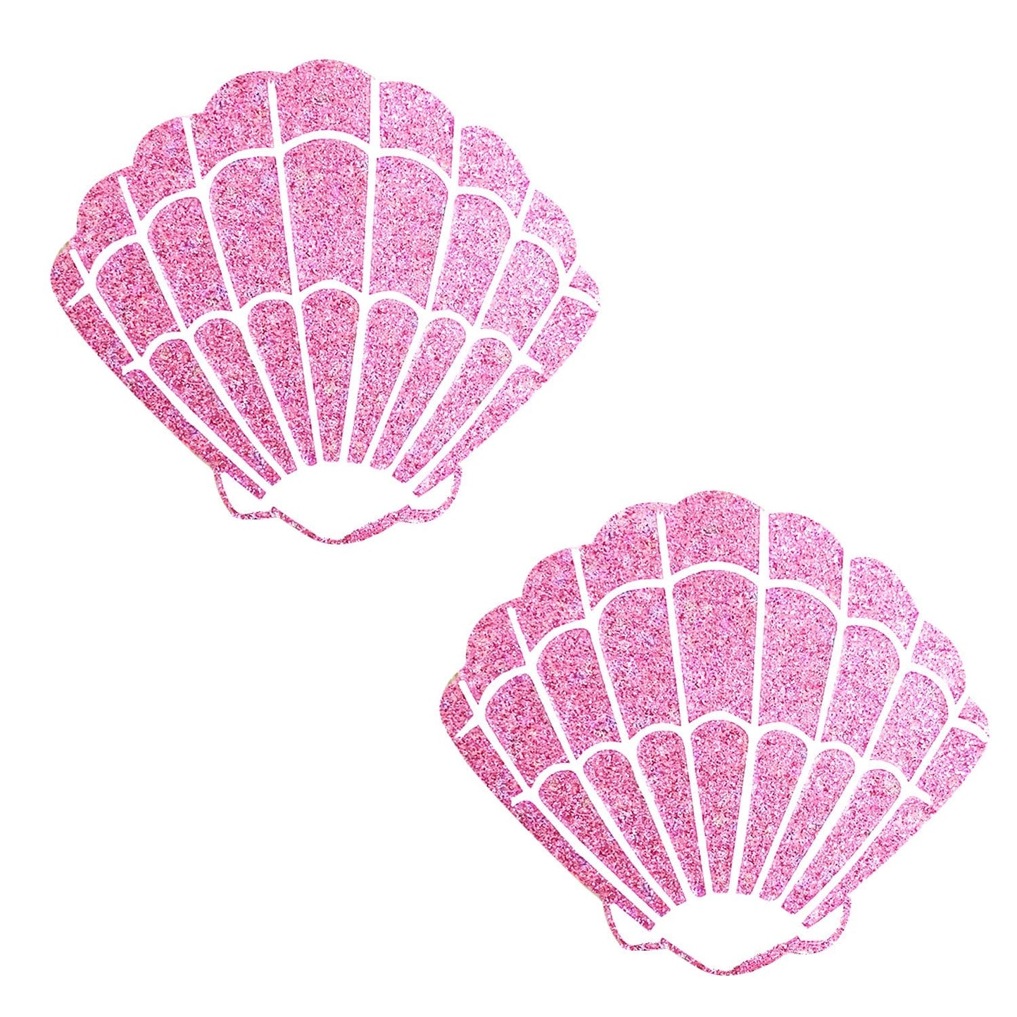 Sparkle Pony Pink Glitter Mermaid Shell Nipple Cover Pasties