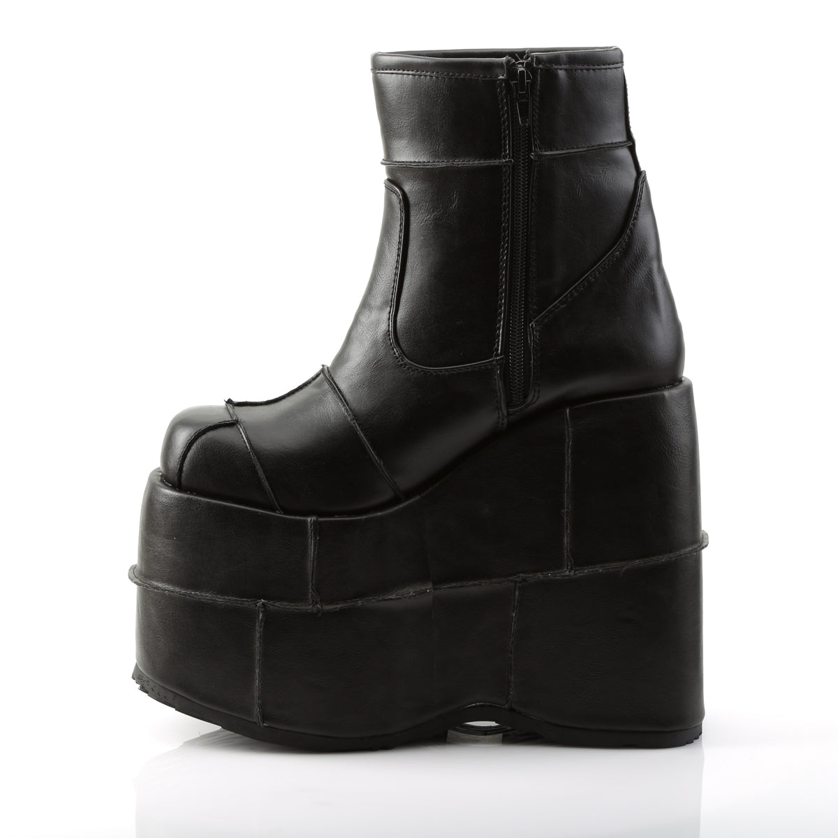 STACK-201 Black Vegan Leather Ankle Boot Demonia