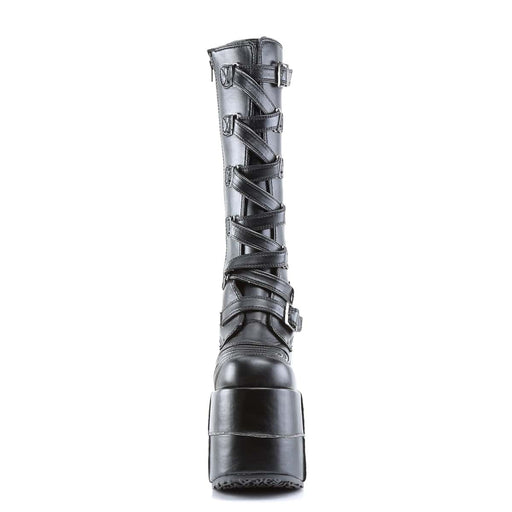 STACK-308 Black Vegan Leather Knee Boot Demonia US Size (Unisex/Men's): 4