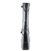 STACK-308 Black Vegan Leather Knee Boot Demonia US Size (Unisex/Men's): 4