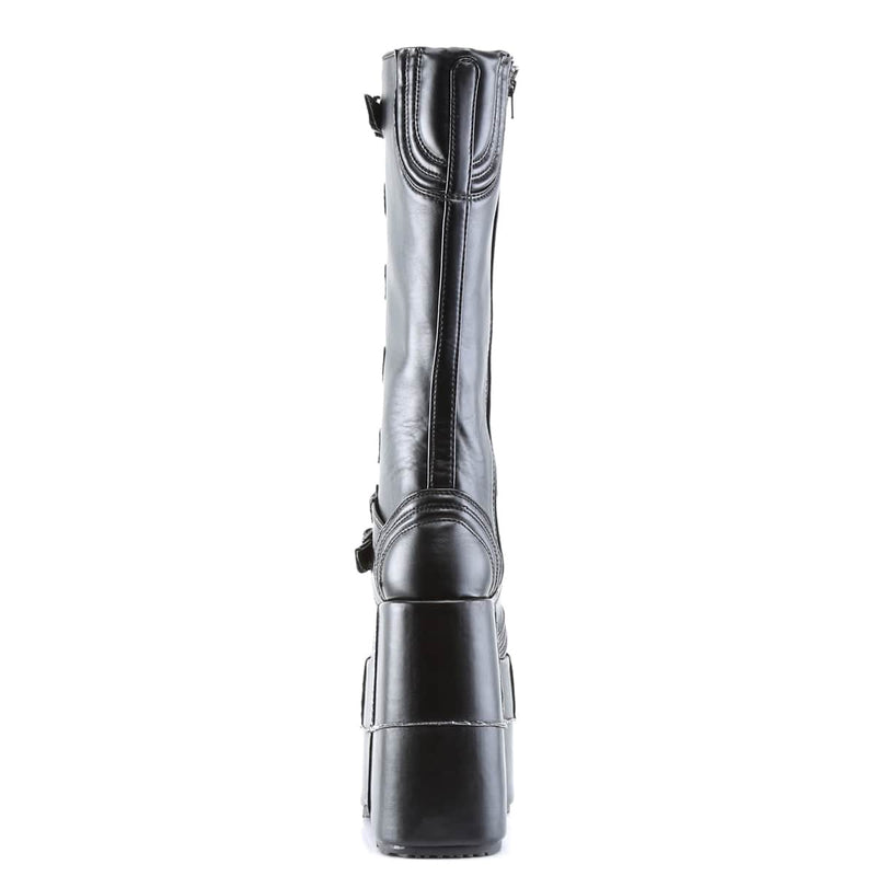 STACK-308 Black Vegan Leather Knee Boot Demonia US Size (Unisex/Men's): 4