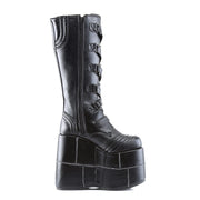 STACK-308 Black Vegan Leather Knee Boot Demonia US Size (Unisex/Men's): 4