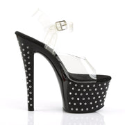 STARDUST-708 Clear/Black Platform Sandal Pleaser US Size (Women's): 5
