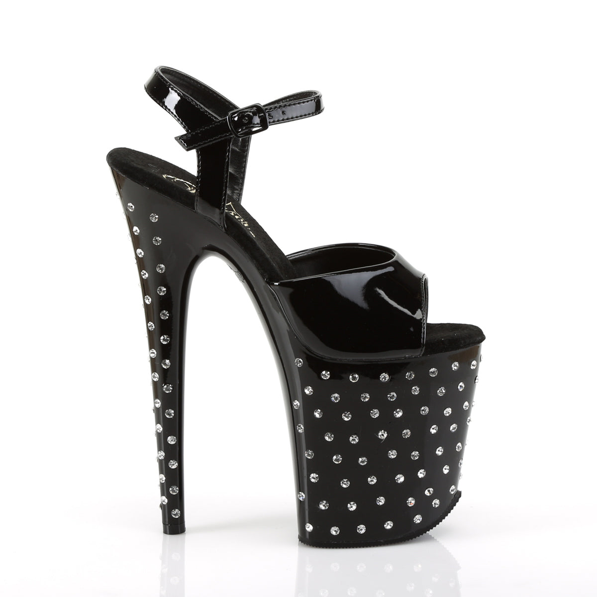 STARDUST-809 Black Patent Platform Sandal Pleaser