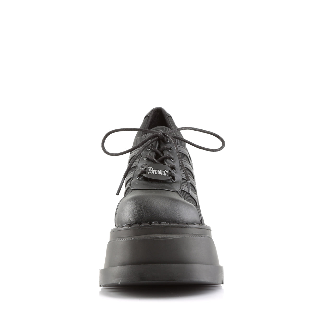 STOMP-08 Black Vegan Leather Shoe Demonia