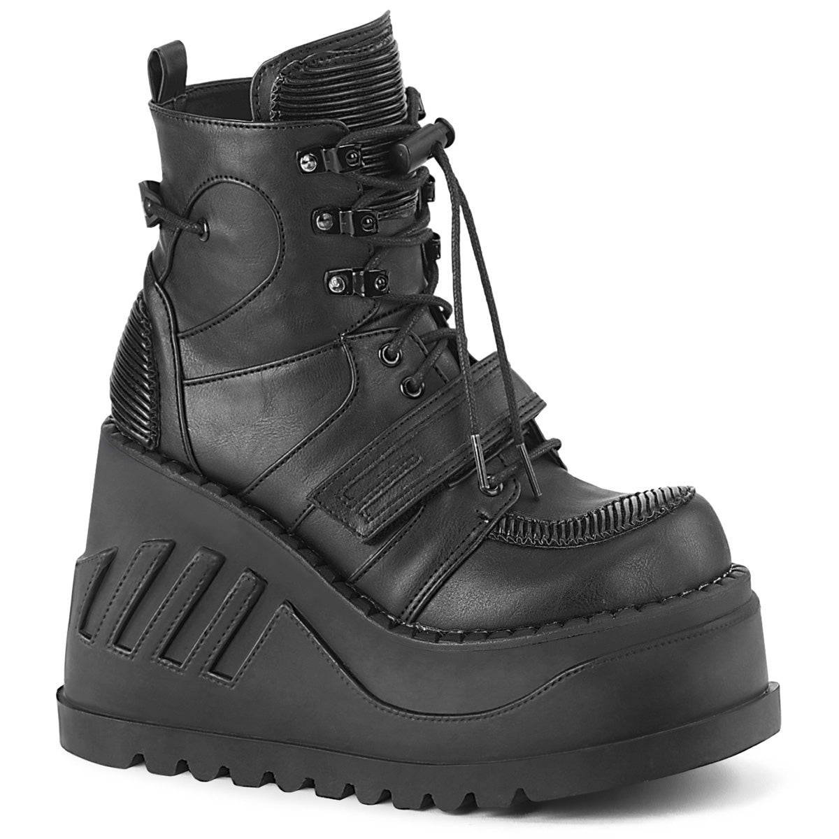 STOMP-13 Black Vegan Leather Ankle Boot Demonia