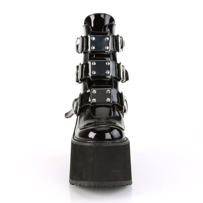 SWING-105 Black Patent Ankle Boot Demonia