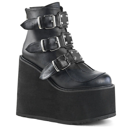 SWING-105 Black Vegan Leather Ankle Boot Demonia