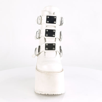 SWING-105 White Vegan Leather Ankle Boot Demonia