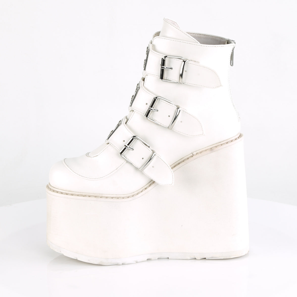 SWING-105 White Vegan Leather Ankle Boot Demonia