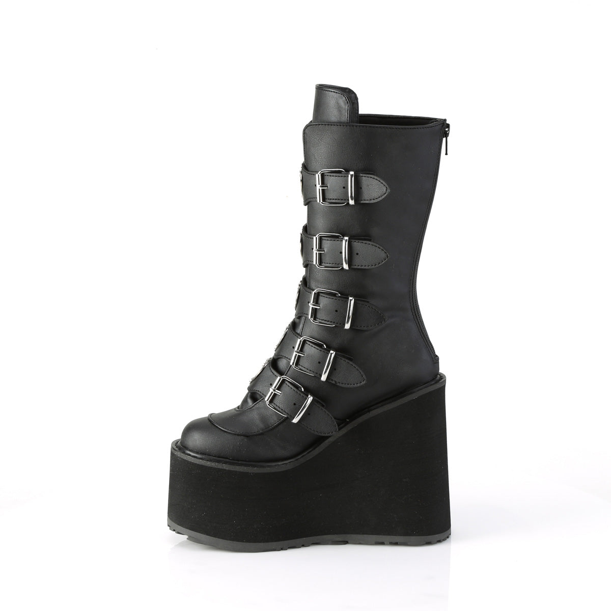 SWING-230 Black Vegan Leather Mid-Calf Boot Demonia