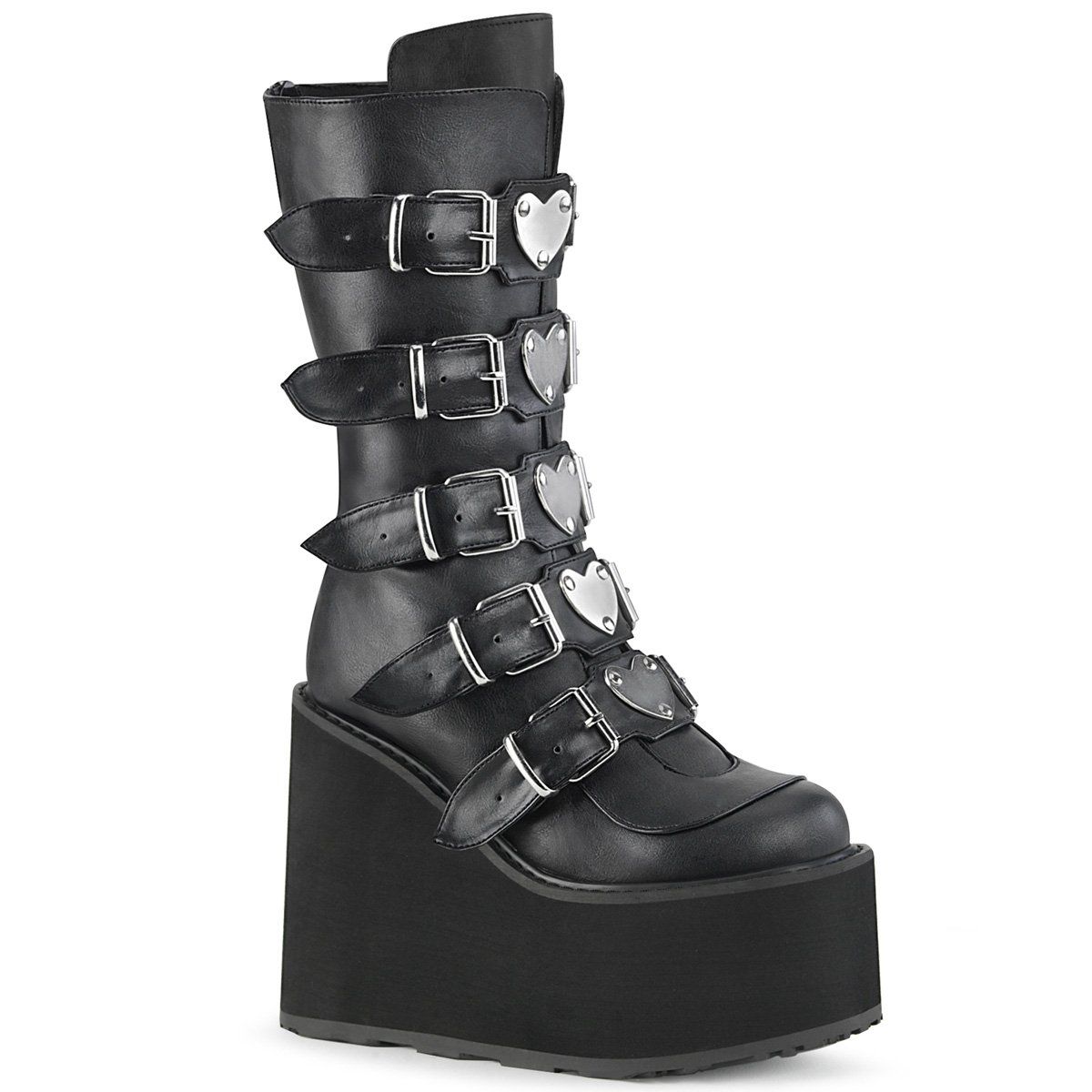 SWING-230 Black Vegan Leather Mid-Calf Boot Demonia